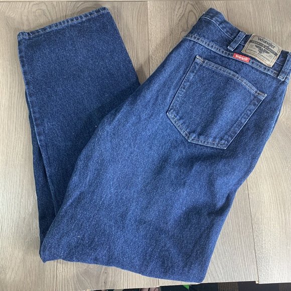 Wrangler Mens 40X32 Blue Denim Jeans 100% Cotton Regular Fit - Picture 2 of 9